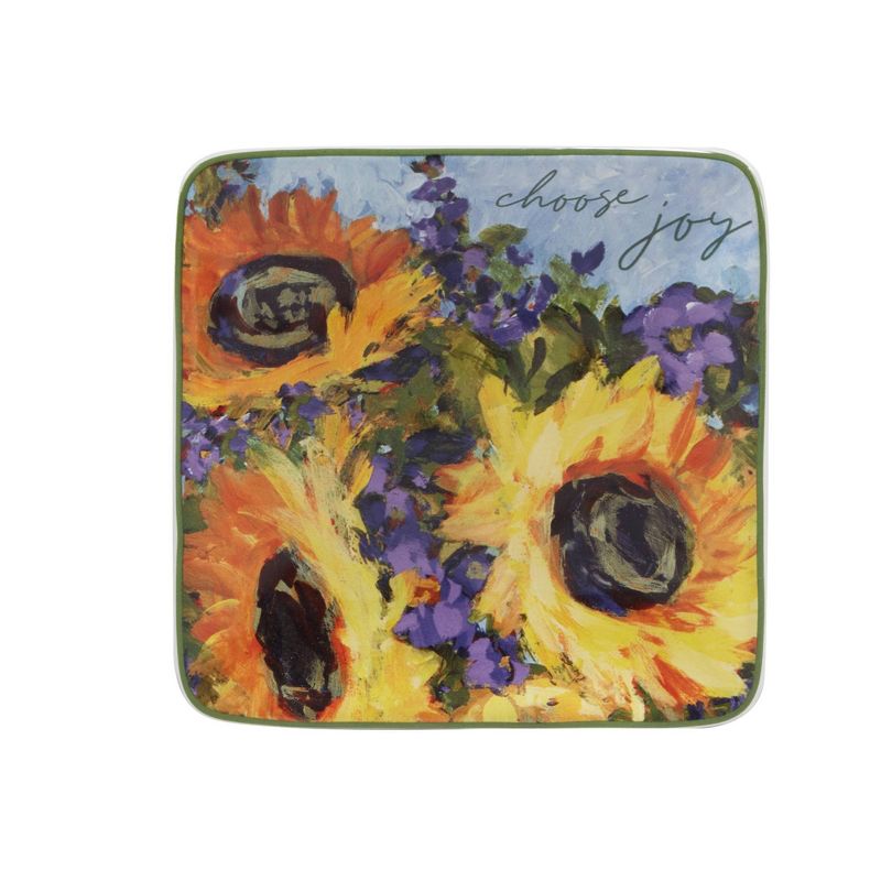 Set of 4 Sunflower Bouquet Assorted Canape/Dining Plates - Certified International, 2 of 7