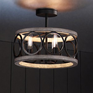 Urban Ambiance Luxury New Traditional Ceiling Light,  13''H x 16''W,  Matte Black and Gray Wood Finish, ULB2130 - 1 of 4
