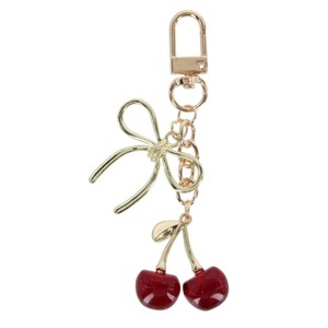 CTM Women's Classic Red Cherry with Gold Bow Bag Charm, Red - 1 of 3