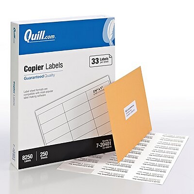 Quill Brand Laser/Inkjet Copier Labels 1" x 2-3/4" WE 33 Labels/Sheet 720401