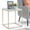 WyndenHall 18" Holmes Accent Table White/Gold: Marble Top, Iron Frame, Square Living Room Side Table - 2 of 4