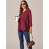 Seta T Women's V Neck Solid Pintuck Double Ruffle 3/4 Sleeve Lightweight Casual Top - 3 of 4