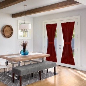 Kate Aurora Country Farmhouse Living Solid Colored Semi Sheer Single Door Curtain Panel With Tieback - 1 of 4