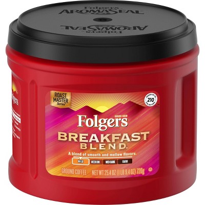 Folgers Breakfast Blend Mild Light Roast Ground Coffee - 25.4oz