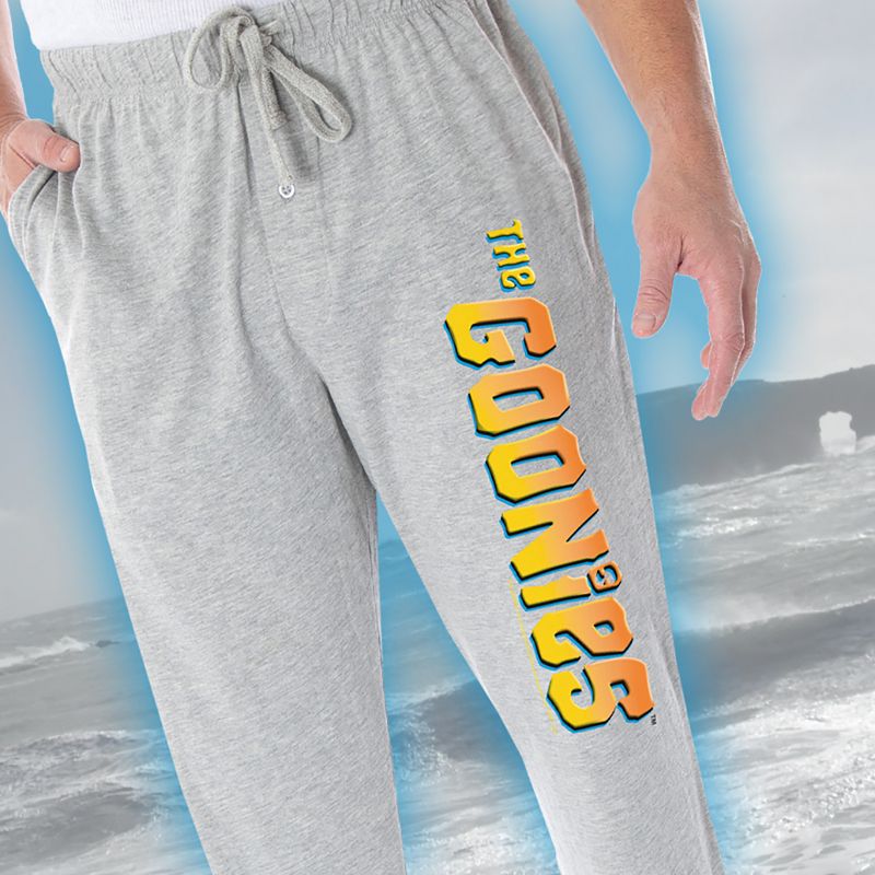 The Goonies Men's Classic Movie Logo Loungewear Sleep Bottoms Pajama Pants Heather Grey, 3 of 4