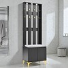 Mshliw Modern 4 in 1 Hall Tree with Cushioned Bench Coat Rack with 8 Hooks Shoe Storage Cabinet and Adjustable Shelves - 3 of 4