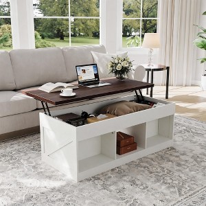 Farmhouse Lift Top Coffee Table with Hydraulic Height Adjustment ...