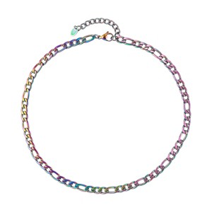 Slate by Rebl Figaro Link Chain Necklace Rainbow Titanium Plated Stainless Steel - 1 of 1