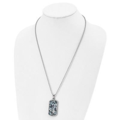 Chisel Stainless Steel Black IP-plated and Camo Enamel with .015 carat Diamond Double Dog Tag on a 24" Ball Chain Necklace