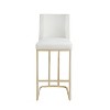 Set of 2 26" bar stools with backrest, gold brushed frame, modern velvet fabric Suitable for kitchen, bar. - 3 of 4