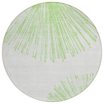 Artichoke Green And Ivory Abstract Washable Indoor Outdoor Area Rug