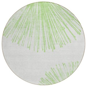 Artichoke Green And Ivory Abstract Washable Indoor Outdoor Area Rug - 1 of 4