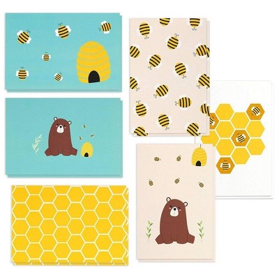 48 All Occasion Assorted Blank Greeting Card Honey Bear Design w/Envelope 4"x6"