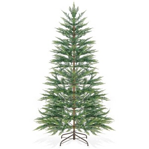 Tangkula 6.5 FT Artificial Cypress Christmas Tree Pre-lit Hinged Xmas Tree with 430 Warm White LED Lights 470 Highly Simulated Branch Tips - 1 of 4