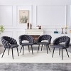 Set of 2 Modern Velvet Dining Chairs with Metal Legs, Stylish Accent Chairs for Kitchen, Dining Room, or Living Areas-Panipeachy - 3 of 4