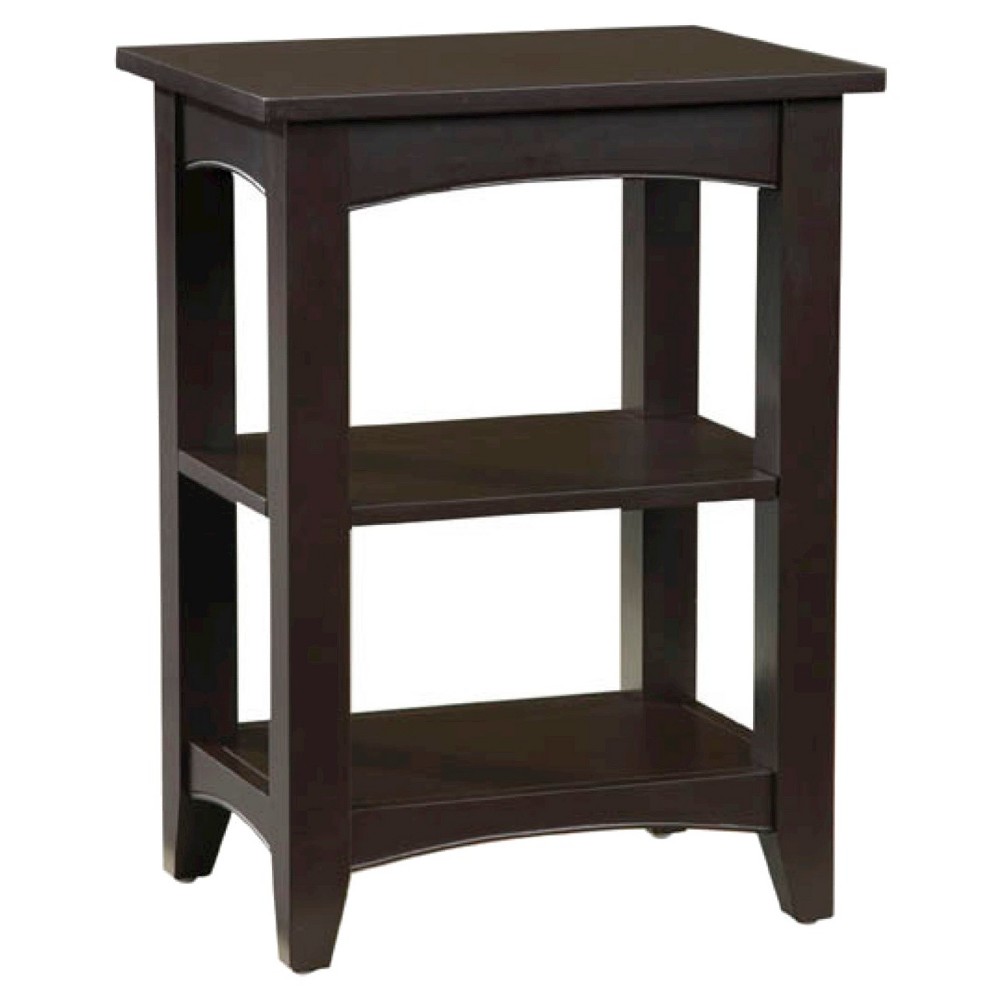 Photos - Coffee Table 2-Shelf Side Table Hardwood Black - Alaterre Furniture Choc Brown
