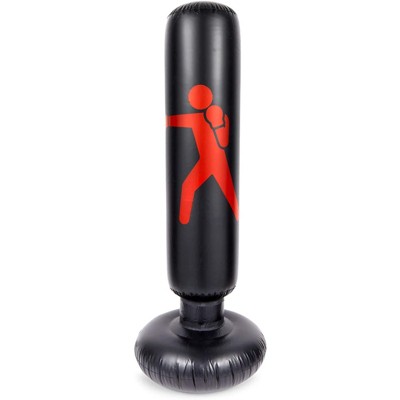 Zodaca Inflatable Punching Bag for Kids and Adults (19 x 63 in, Black)