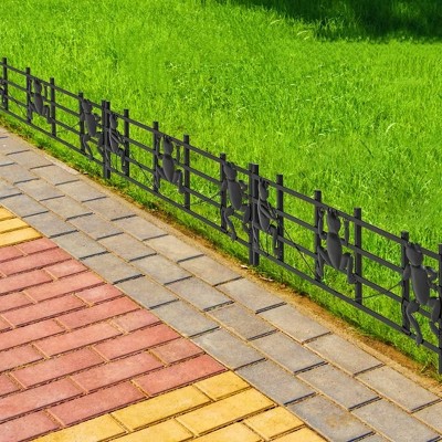 15 Panels 8ft(L) x24in(H) Decorative Garden Fence Animal Barrier Fence,T Shape Flower Bed Fencing Barrier,Frog Pattern