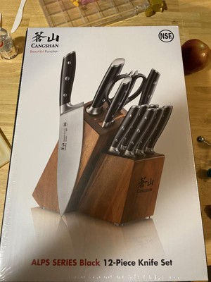 Cangshan Alps Series 15-Piece In-Drawer Knife Set with Bamboo Tray, Forged German Steel | White