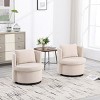 Modern Accent Chair, Round Manual Recliner Chair Sofa, 360-Degree Swivel Chair with Ottoman, Swivel Chair with Storage Seatbase-Coolbibila - 3 of 4