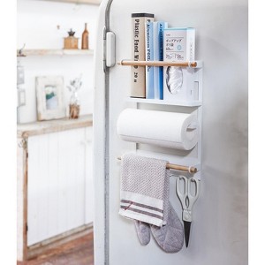 Yamazaki Home - Magnetic Kitchen Organizer - Steel + Wood - 1 of 4