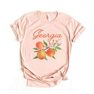 Simply Sage Market Women's Georgia Peach Flower Short Sleeve Graphic Tee - 1 of 2