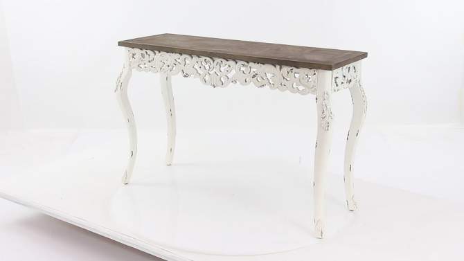 Wood Parisian Design Floral Ornate Detailing Console Table White - Olivia & May, 2 of 16, play video