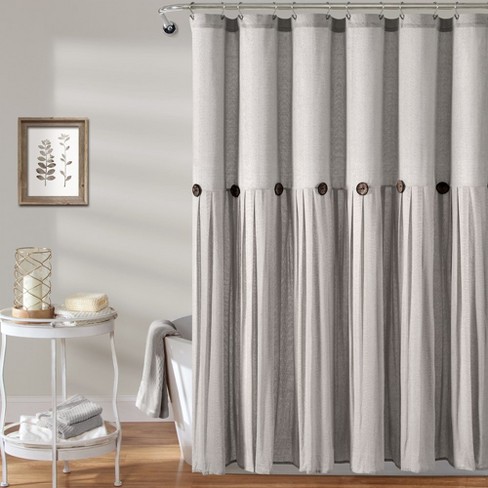Linen Button Shower Curtain Gray Single 72x72 : Target