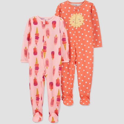 Image of Carter's Just One You® Baby Girls' 2pk Sun/Ice Cream Footed Pajama - Pink 18M