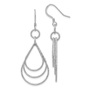 Black Bow Jewelry Triple Textured Teardrop Dangle Earrings in Sterling Silver - 1 of 4