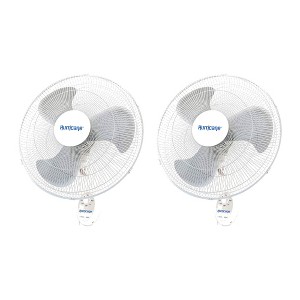 Hurricane Supreme 18 Inch 90 Degree Oscillating Indoor Wall Mounted 3 Speed Fan with Adjustable Tilt and Pull Chain Control, White (2 Pack) - 1 of 4