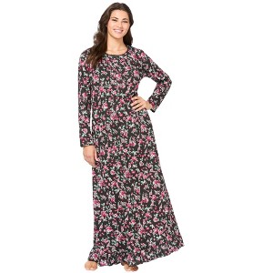 Dreams & Co. Women's Plus Size Long-Sleeve Gown - 1 of 4