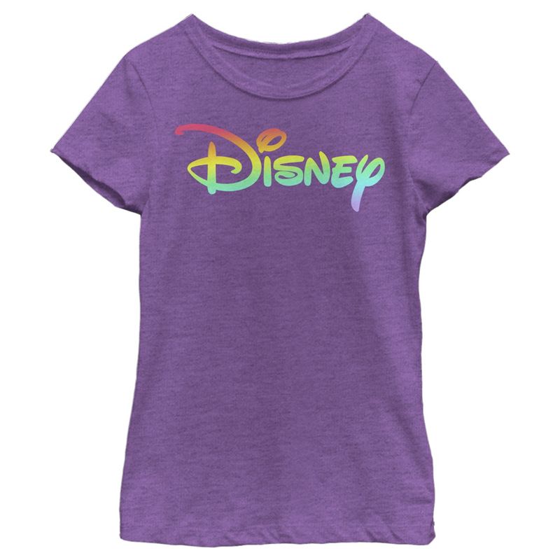 Girl's Disney Rainbow Logo T-Shirt, 1 of 5