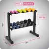 HolaHatha 3, 5, 8, 10, 12, and 15 Pound Neoprene Coated Grip Hexagon Non Slip Dumbbell Weights with Rack for Strength Training Workouts, Multicolor - 2 of 4
