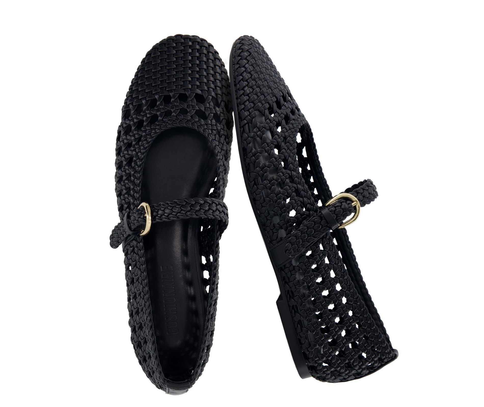 CUSHIONAIRE  Windsor Woven Womens Flats with Adjustable Strap – Comfortable Mary Jane Ballet Flats for Women