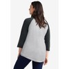 ellos Women's Plus Size Colorblock 3/4 Sleeve Tee - 3 of 4