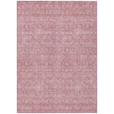 Blush Pink And Ivory Floral Washable Indoor Outdoor Area Rug