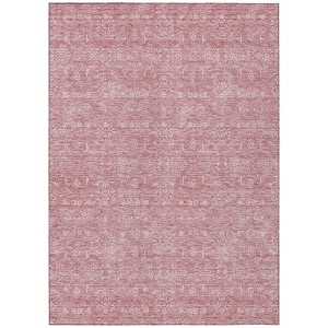 Blush Pink And Ivory Floral Washable Indoor Outdoor Area Rug - 1 of 4