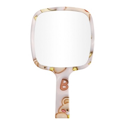 Unique Bargains Durable Square Handheld Mirror Light Pink 1 Pc
