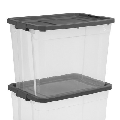 Sterilite 108 Quart Clear Plastic Stacker Storage Containers with Latching Lid