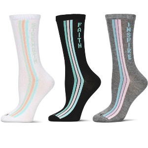 MeMoi Women's 3 Pair Pack Motivational Crew Socks - 1 of 2
