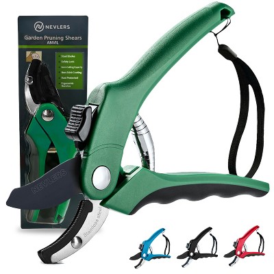 Nevlers Anvil Garden Shears - Stainless Steel Blade, Green