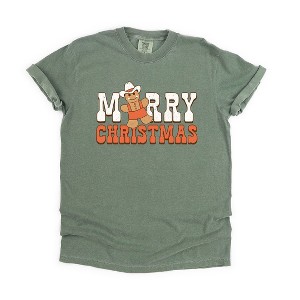 Simply Sage Market Women's Merry Christmas Gingerbread Short Sleeve Garment Dyed Tee - 1 of 4