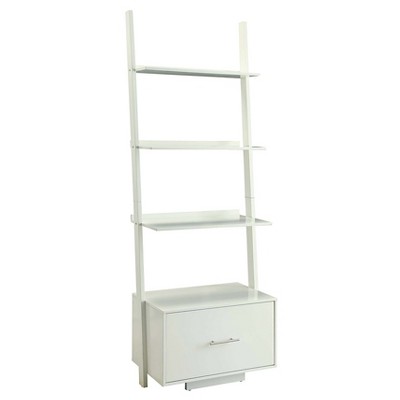 69" American Heritage Ladder Bookcase with File Drawer White - Breighton Home