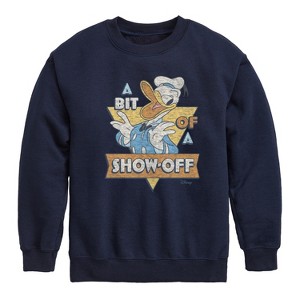 Boys' - Disney - Donald Bit Of A Show Off Graphic Long Sleeve Fleece Sweatshirt - 1 of 4