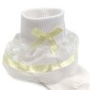 Wrapables Lil Miss Bella Lace & Ribbon Ruffle Socks for Toddler Girl, Set of 3, (Size 1-3) - Brown, Red, Yellow - 3 of 4