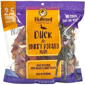 Hubert Pet All Natural Duck & Sweet Potato Wrap Treats for Dogs - 2.5 lbs Resealable Pack - 1 of 4