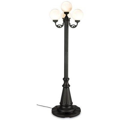 Patio Living Concepts 00370-PLC 370 European Park Style Four Plug-in Outdoor Black Lantern Patio, 80"H, White Globes