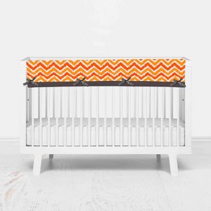 Bacati - Mix n Match Chevron/Dots Long Crib Rail Guard Cover Orange/Gray - 1 of 4