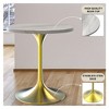 LeisureMod Dining Table with a Round White Resin Tabletop and Brushed Gold Stainless Steel Pedestal Base Verve Collection - image 4 of 4